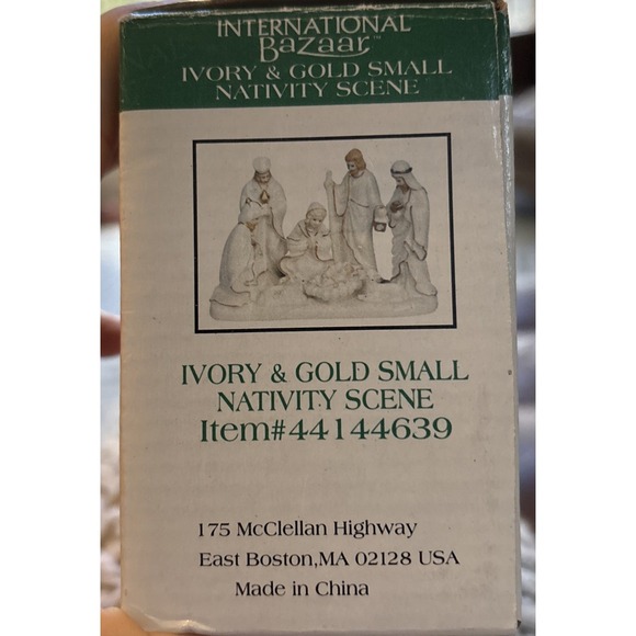 Vintage International Bazaar Ivory/Gold Small Nativity Christmas Jesus Scene - Picture 7 of 7